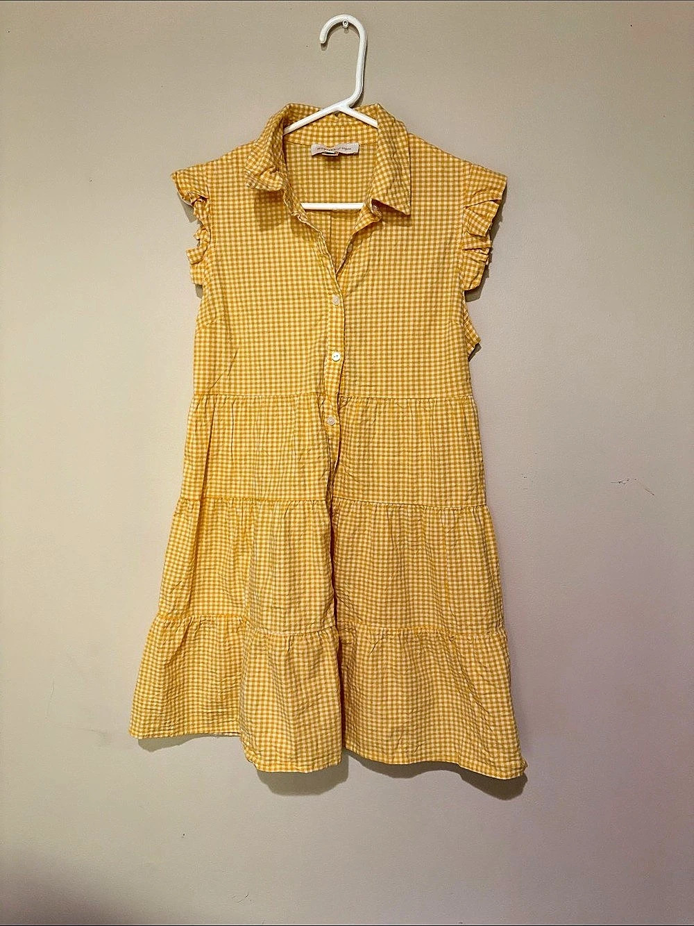 monteau Los Angeles Gingham Ruffle Dress Size Medium (8) Like New
